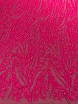 Vine/Root Sequin 4 Way Stretch Mesh Fabric - Vine/Root Sequin Pattern, 54" Width (1 Yard)