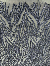 Vine/Root Sequin 4 Way Stretch Mesh Fabric - Vine/Root Sequin Pattern, 54" Width (1 Yard)