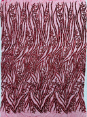 Vine/Root Sequin 4 Way Stretch Mesh Fabric - Vine/Root Sequin Pattern, 54" Width (1 Yard)