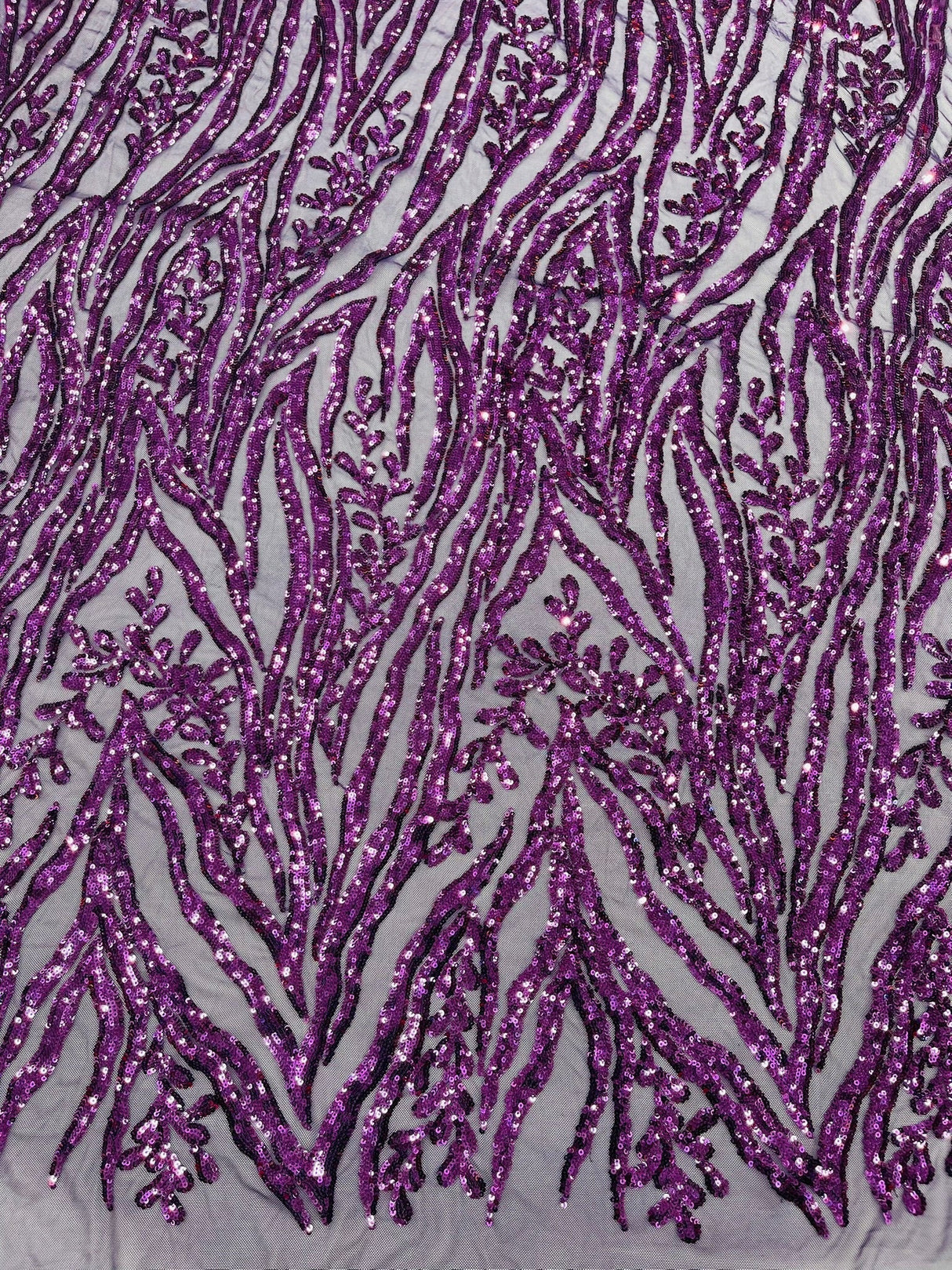 Vine/Root Sequin 4 Way Stretch Mesh Fabric - Vine/Root Sequin Pattern, 54" Width (1 Yard)