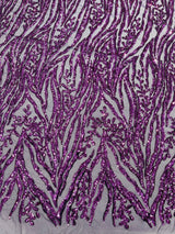 Vine/Root Sequin 4 Way Stretch Mesh Fabric - Vine/Root Sequin Pattern, 54" Width (1 Yard)
