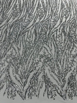 Vine/Root Sequin 4 Way Stretch Mesh Fabric - Vine/Root Sequin Pattern, 54" Width (1 Yard)