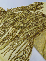 Vine/Root Sequin 4 Way Stretch Mesh Fabric - Vine/Root Sequin Pattern, 54" Width (1 Yard)