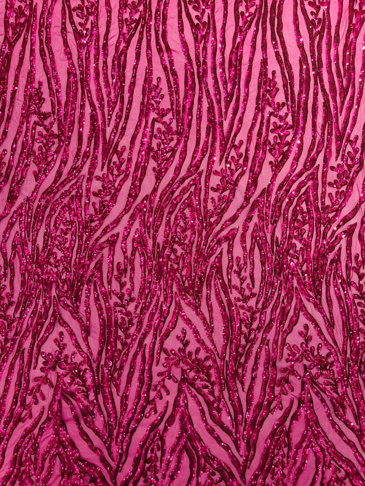 Vine/Root Sequin 4 Way Stretch Mesh Fabric - Vine/Root Sequin Pattern, 54" Width (1 Yard)