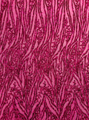 Vine/Root Sequin 4 Way Stretch Mesh Fabric - Vine/Root Sequin Pattern, 54" Width (1 Yard)