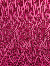 Vine/Root Sequin 4 Way Stretch Mesh Fabric - Vine/Root Sequin Pattern, 54" Width (1 Yard)