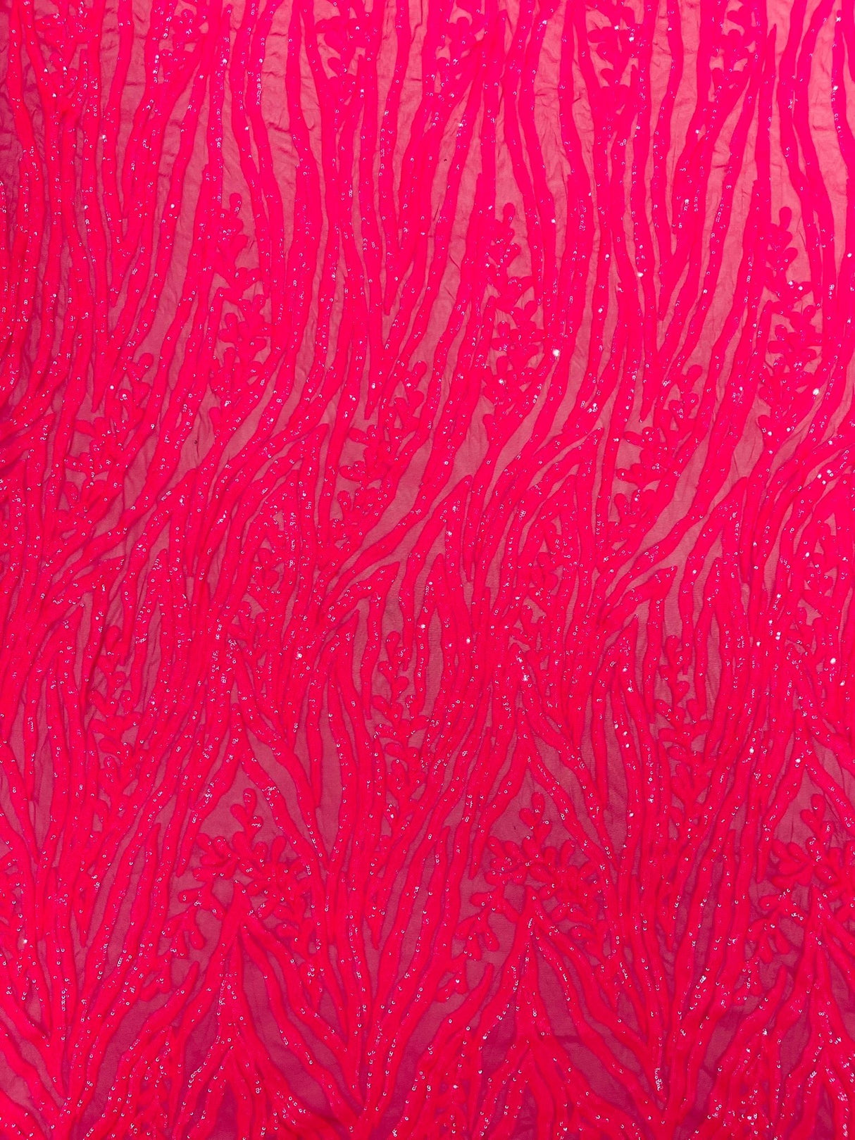 Vine/Root Sequin 4 Way Stretch Mesh Fabric - Vine/Root Sequin Pattern, 54" Width (1 Yard)