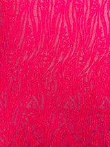 Vine/Root Sequin 4 Way Stretch Mesh Fabric - Vine/Root Sequin Pattern, 54" Width (1 Yard)