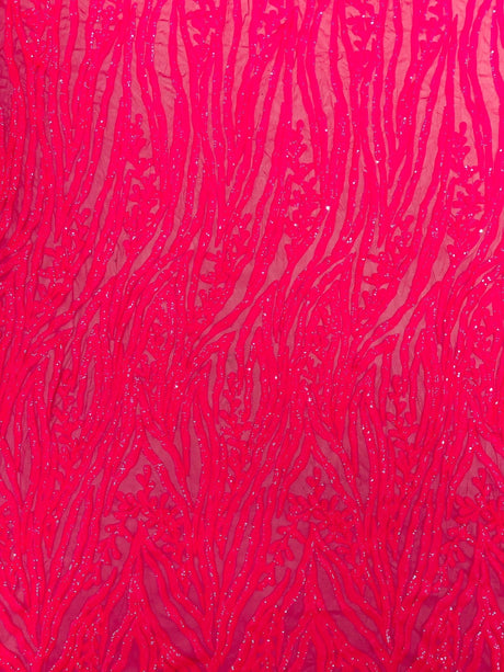 Vine/Root Sequin 4 Way Stretch Mesh Fabric - Vine/Root Sequin Pattern, 54" Width (1 Yard)