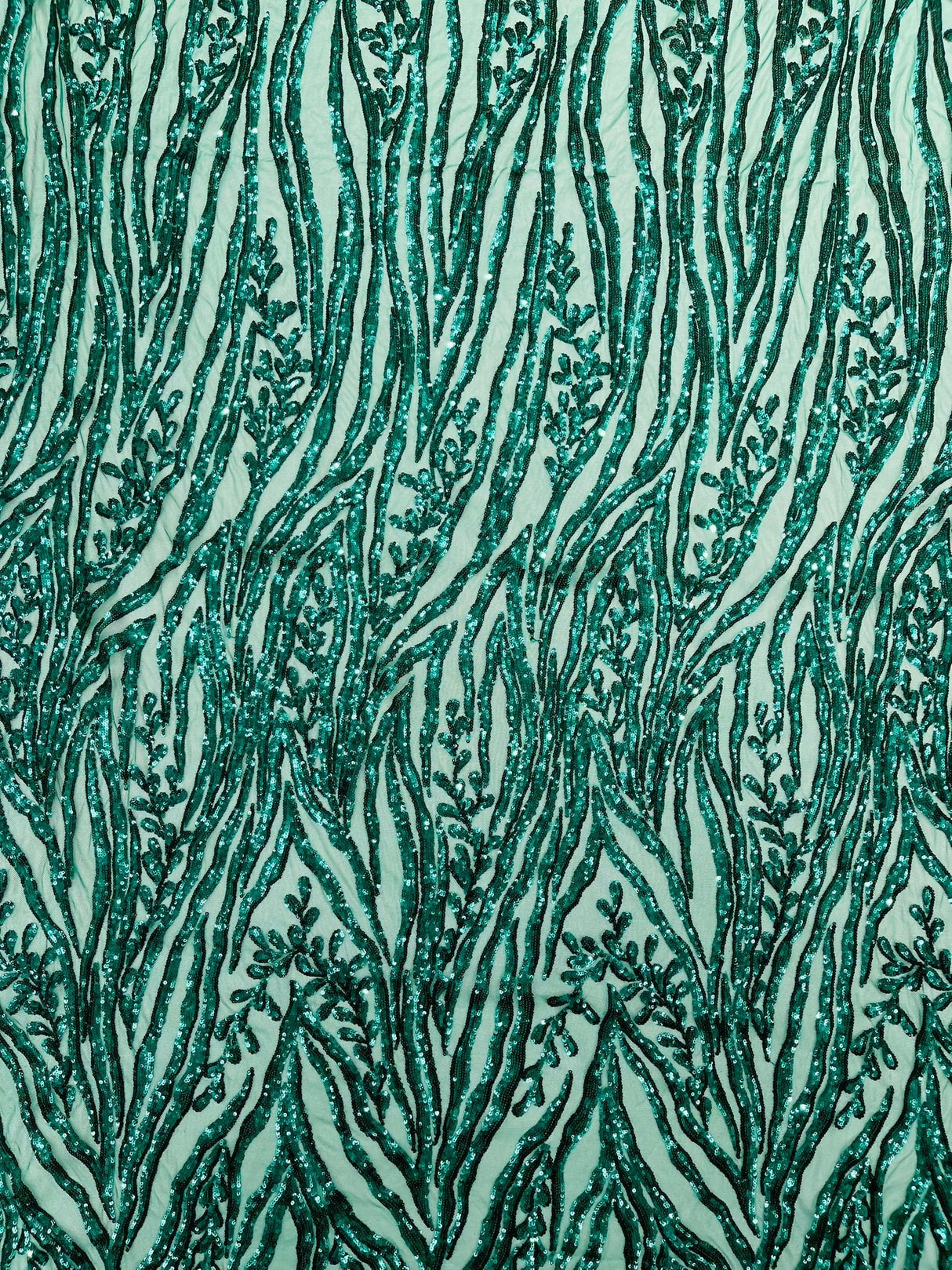 Vine/Root Sequin 4 Way Stretch Mesh Fabric - Vine/Root Sequin Pattern, 54" Width (1 Yard)