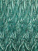 Vine/Root Sequin 4 Way Stretch Mesh Fabric - Vine/Root Sequin Pattern, 54" Width (1 Yard)