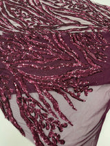Vine/Root Sequin 4 Way Stretch Mesh Fabric - Vine/Root Sequin Pattern, 54" Width (1 Yard)