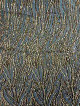 Vine/Root Sequin 4 Way Stretch Mesh Fabric - Vine/Root Sequin Pattern, 54" Width (1 Yard)