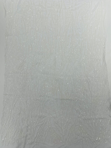 Vine/Root Sequin 4 Way Stretch Mesh Fabric - Vine/Root Sequin Pattern, 54" Width (1 Yard)