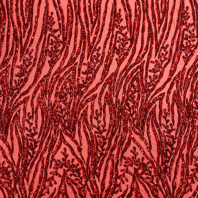 Vine/Root Sequin 4 Way Stretch Mesh Fabric - Vine/Root Sequin Pattern, 54" Width (1 Yard)