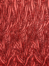 Vine/Root Sequin 4 Way Stretch Mesh Fabric - Vine/Root Sequin Pattern, 54" Width (1 Yard)