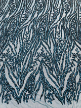 Vine/Root Sequin 4 Way Stretch Mesh Fabric - Vine/Root Sequin Pattern, 54" Width (1 Yard)