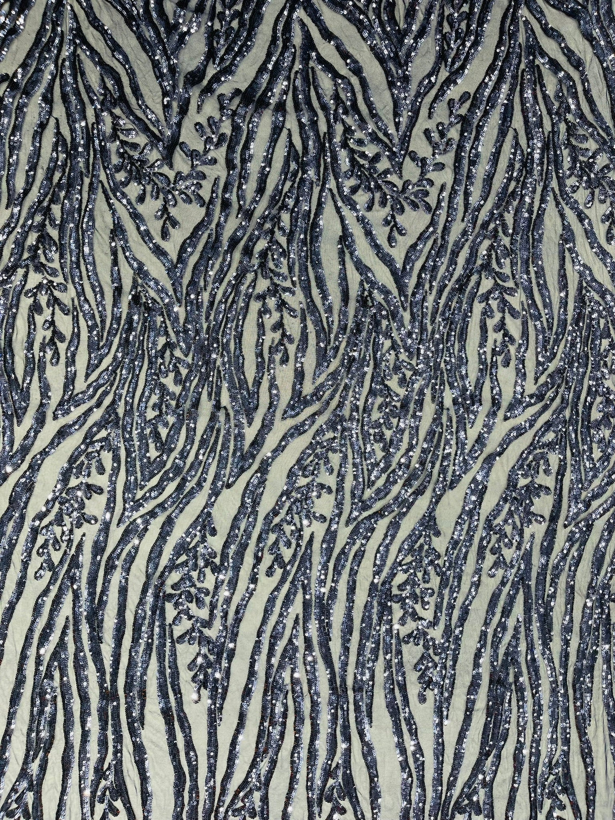 Vine/Root Sequin 4 Way Stretch Mesh Fabric - Vine/Root Sequin Pattern, 54" Width (1 Yard)
