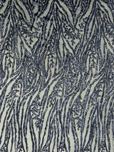 Vine/Root Sequin 4 Way Stretch Mesh Fabric - Vine/Root Sequin Pattern, 54" Width (1 Yard)