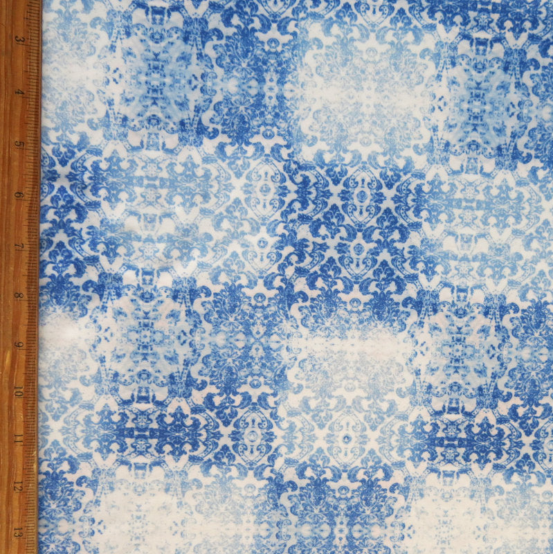 Swim Knit Nylon Spandex Vintage Lace Blue White
