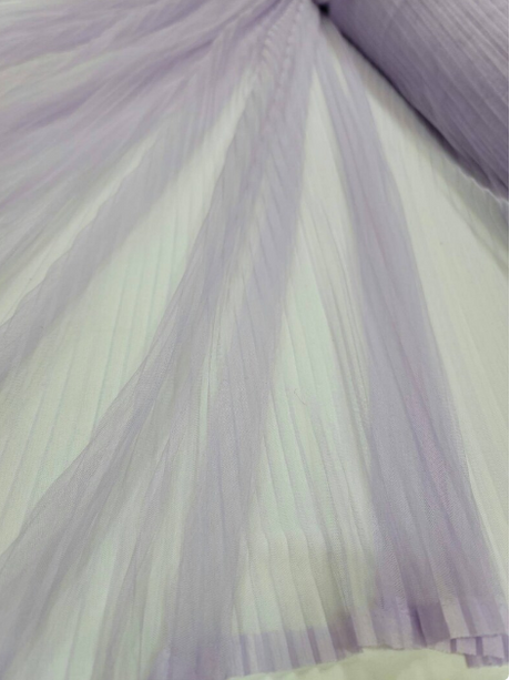 Lavender Mesh Pleated Lace Fabric