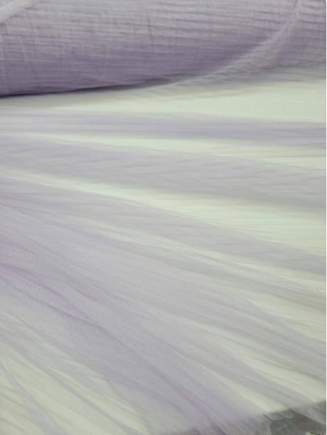 Lavender Mesh Pleated Lace Fabric