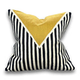 VIVA012 Polyester Fabric - White Base, Black & Ivory Geometric Embroidery, Mustard Graphic, 20" X 20" (1 Piece)