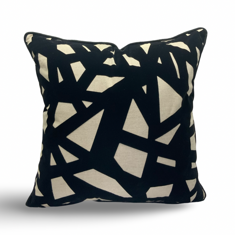 Viva014 Black Velvet Geometric Accent Pillow Polyester Fabric - Multi, 20" X 20" (1 Unit)