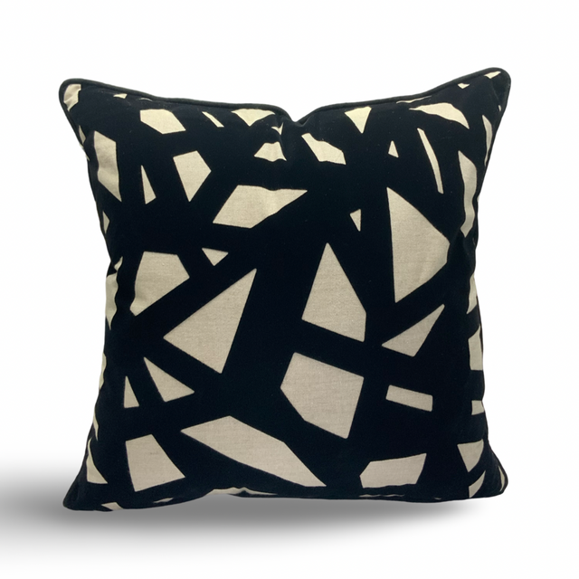 Viva014 Black Velvet Geometric Accent Pillow Polyester Fabric - Multi, 20" X 20" (1 Unit)