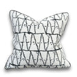 Viva015 White Velvet Pillow - Black Embroidered Abstract, Thick Border, 20" X 20" (1 Piece)