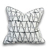 Viva015 White Velvet Pillow - Black Embroidered Abstract, Thick Border, 20" X 20" (1 Piece)