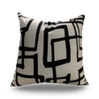 Viva018 White Throw Pillow Velvet Fabric - Black Geometric Squares, 20" X 20" (1 Piece)