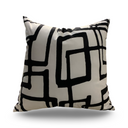 Viva018 White Throw Pillow Velvet Fabric - Black Geometric Squares, 20" X 20" (1 Piece)