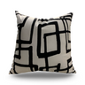 Viva018 White Throw Pillow Velvet Fabric - Black Geometric Squares, 20" X 20" (1 Piece)