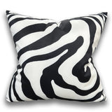 VIVA021 Polyester Velvet Fabric - White Abstract With Black Swirled Zebra Design, 20" X 20" (1 Pillow)
