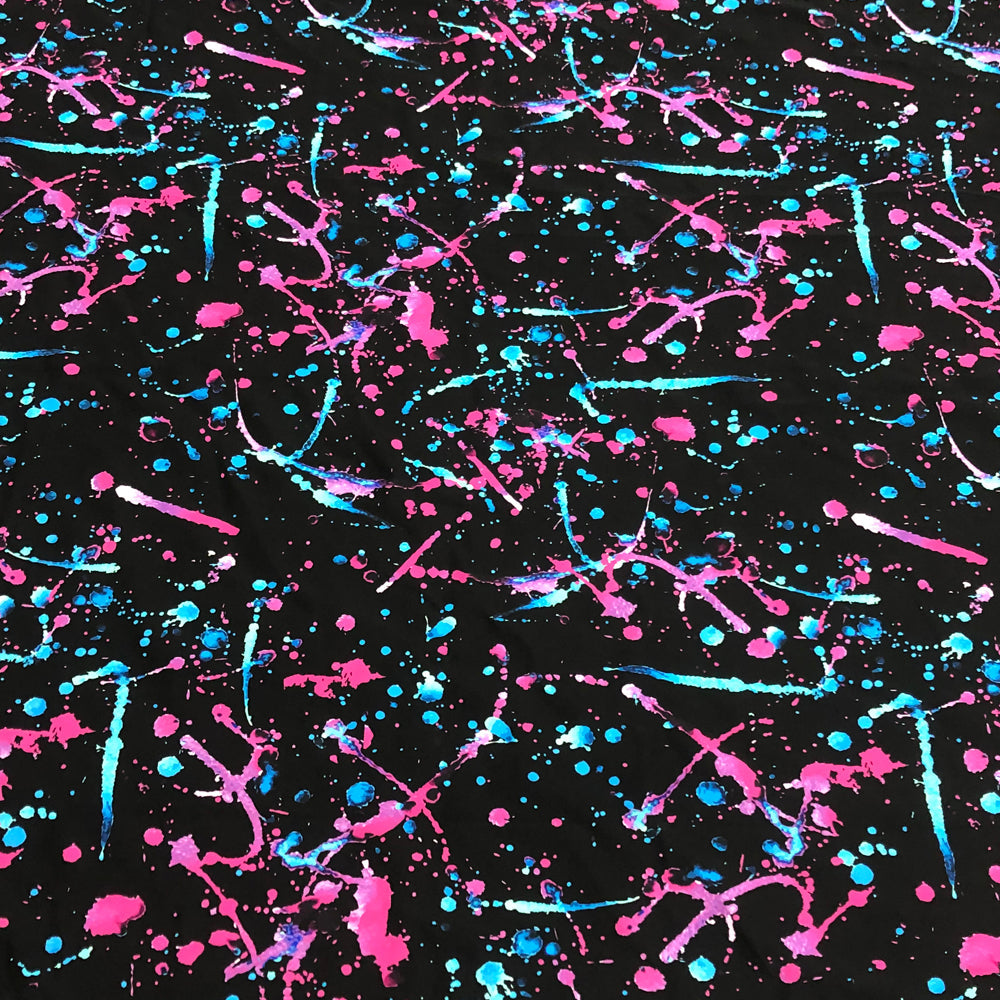 Swim Knit Nylon Spandex Vivid Paint Splatter 22" Remnant
