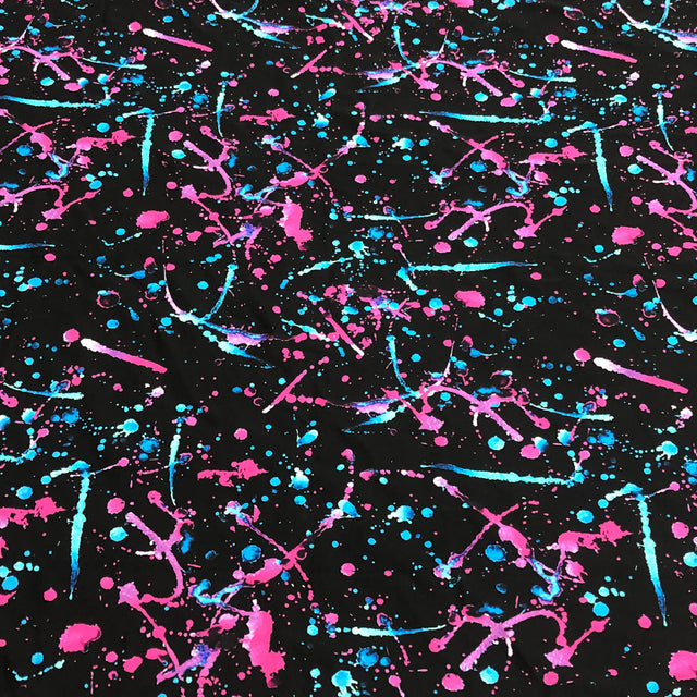 Swim Knit Nylon Spandex Vivid Paint Splatter 22" Remnant