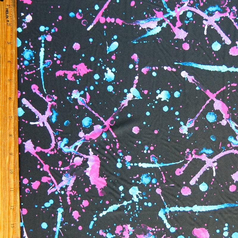 Swim Knit Nylon Spandex Vivid Paint Splatter 22" Remnant