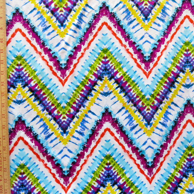 Swim Knit Nylon Spandex Vivid Zig Zags