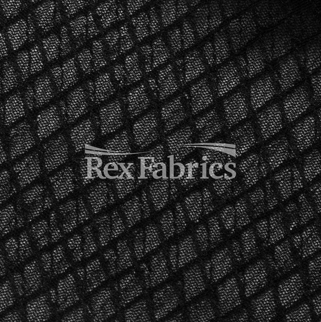 Vixen Mesh Texture Nylon Spandex Fabric - Black Diamond Mesh, 58/60" Width (1 Yard)