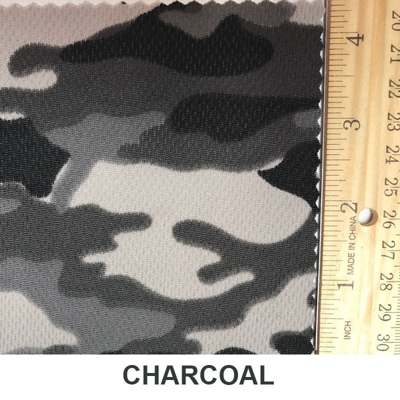 VLA2401 Camo Flat Back Mesh Print Polyester Fabric - Camo Print, Stretch Mesh, 58" Width