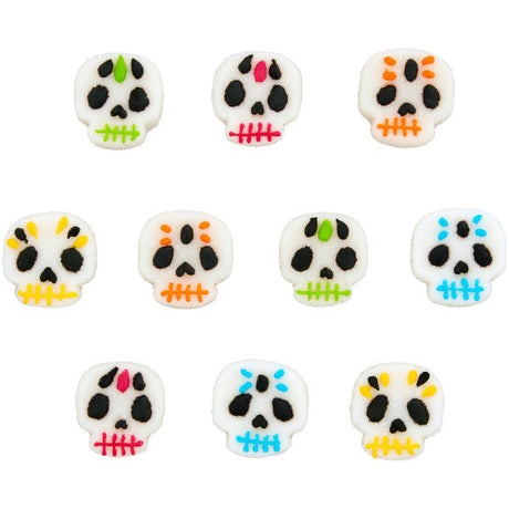 Wilton Day of the Dead Gummy Sugar Skull Icing Decorations, 10-Count