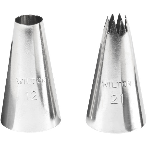 Wilton #12 Round and #21 Star Cake Decorating Tip Set, 2-Piece