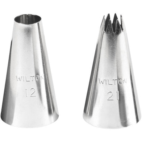 Wilton #12 Round and #21 Star Cake Decorating Tip Set, 2-Piece