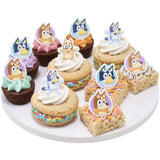 Bluey So Much Fun Rings, 12 Cupcake Cake Decorations Featuring Bluey, Bingo, Bandit, and Chilli, 3D Food Safe Cake Toppers – 72 Pack (Copy)