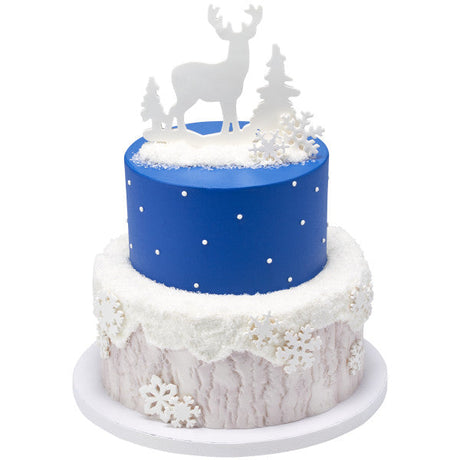 Deer and Pine Trees Gum Paste Layon Cake Topper Christmas Hunter Buck Trees - set of 6