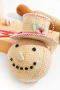 6” Red and White Peppermint Stripe Waffle Snowman Ornament