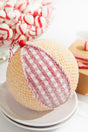 5” Red and White Plaid Waffle Ball Ornament