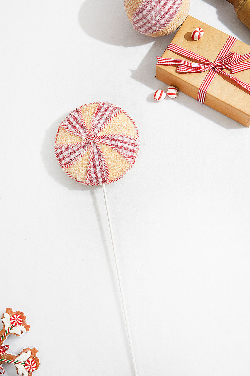 23” Red and White Waffle Peppermint Spray
