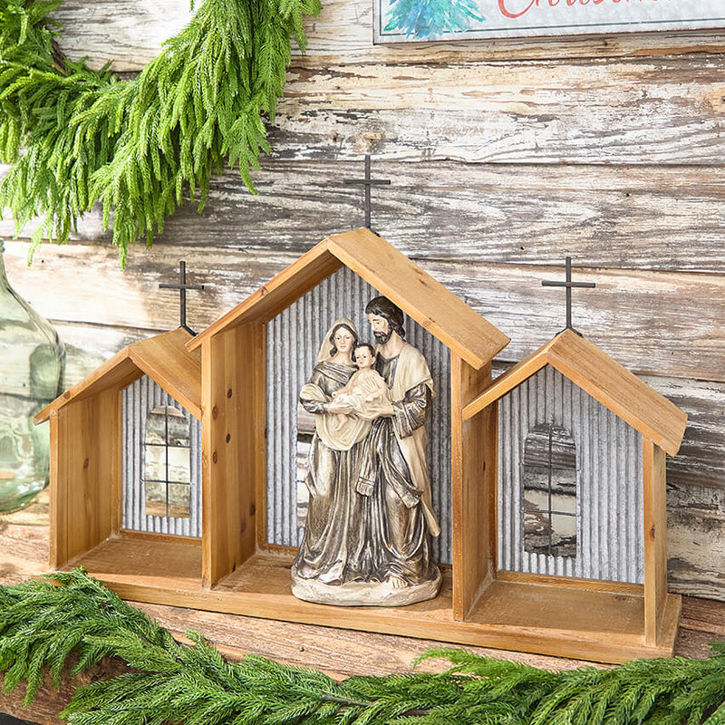 20” x 29” Rustic Wood & Metal Creche